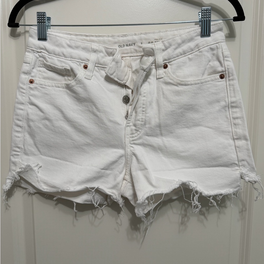 Old Navy White Distressed Denim Shorts